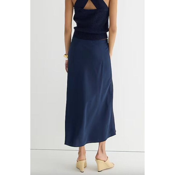 J.Crew Gwyneth Midi Slip Skirt in Navy Size Small NWT - Picture 1 of 5